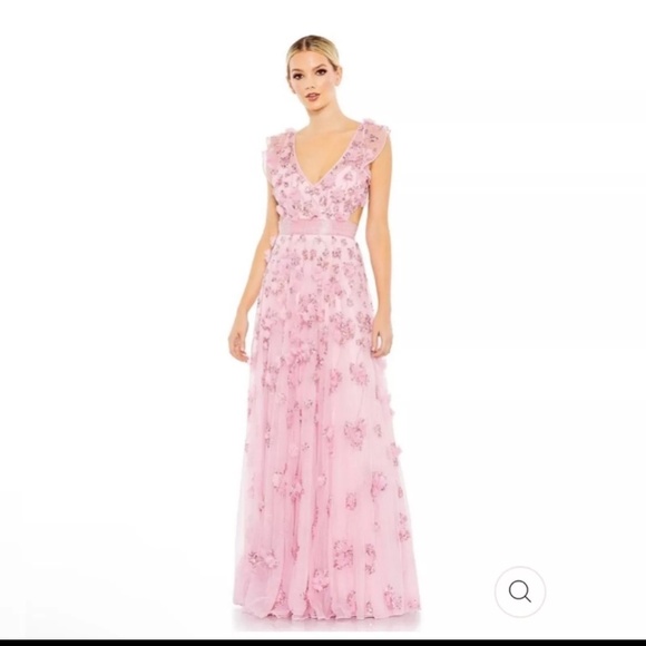 Mac duggal 93692 floral embellished lace up gown size 10 - Picture 1 of 4